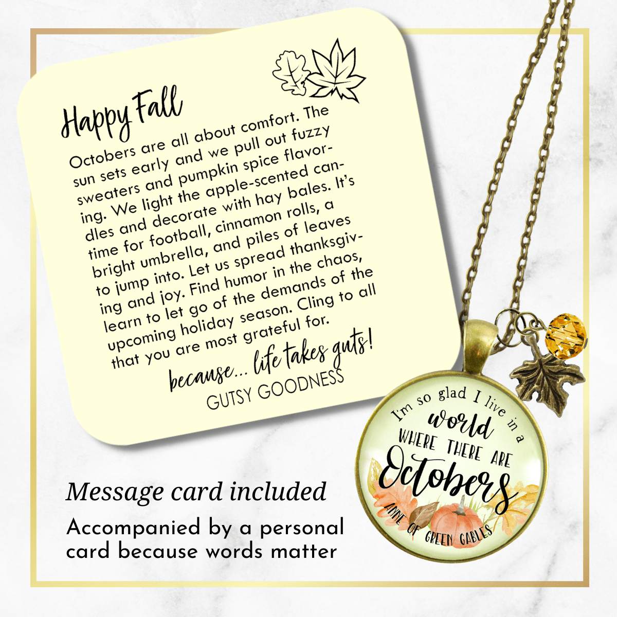 Gutsy Goodness I'm So Glad I Live World Octobers Necklace Autumn Quote Jewelry - Gutsy Goodness Handmade Jewelry;I'm So Glad I Live World Octobers Necklace Autumn Quote Jewelry - Gutsy Goodness Handmade Jewelry Gifts