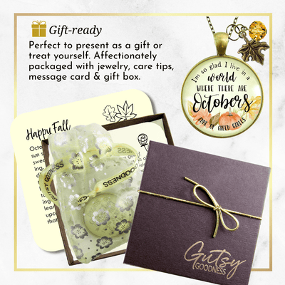 Gutsy Goodness I'm So Glad I Live World Octobers Necklace Autumn Quote Jewelry - Gutsy Goodness Handmade Jewelry;I'm So Glad I Live World Octobers Necklace Autumn Quote Jewelry - Gutsy Goodness Handmade Jewelry Gifts