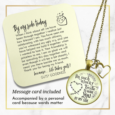 Gutsy Goodness Bridesmaid Necklace I'm Lucky Bride Wedding Bachelorette Party Gift - Gutsy Goodness Handmade Jewelry;Bridesmaid Necklace I'm Lucky Bride Wedding Bachelorette Party Gift - Gutsy Goodness Handmade Jewelry Gifts