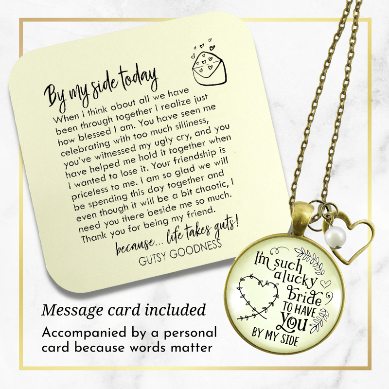 Gutsy Goodness Bridesmaid Necklace I'm Lucky Bride Wedding Bachelorette Party Gift - Gutsy Goodness Handmade Jewelry;Bridesmaid Necklace I'm Lucky Bride Wedding Bachelorette Party Gift - Gutsy Goodness Handmade Jewelry Gifts