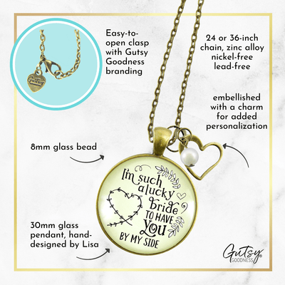 Gutsy Goodness Bridesmaid Necklace I'm Lucky Bride Wedding Bachelorette Party Gift - Gutsy Goodness Handmade Jewelry;Bridesmaid Necklace I'm Lucky Bride Wedding Bachelorette Party Gift - Gutsy Goodness Handmade Jewelry Gifts