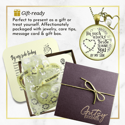 Gutsy Goodness Bridesmaid Necklace I'm Lucky Bride Wedding Bachelorette Party Gift - Gutsy Goodness Handmade Jewelry;Bridesmaid Necklace I'm Lucky Bride Wedding Bachelorette Party Gift - Gutsy Goodness Handmade Jewelry Gifts