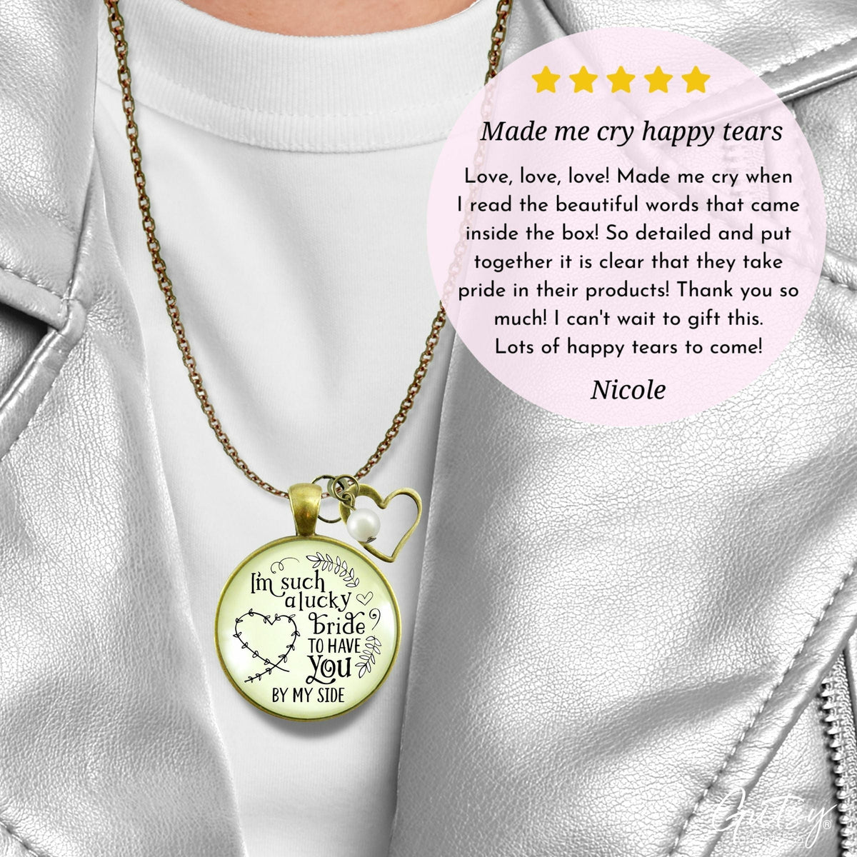 Gutsy Goodness Bridesmaid Necklace I'm Lucky Bride Wedding Bachelorette Party Gift - Gutsy Goodness Handmade Jewelry;Bridesmaid Necklace I'm Lucky Bride Wedding Bachelorette Party Gift - Gutsy Goodness Handmade Jewelry Gifts