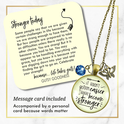 Strength Necklace It Hasn't Gotten Easier Jewelry Believe Pendant Butterfly Charm - Gutsy Goodness