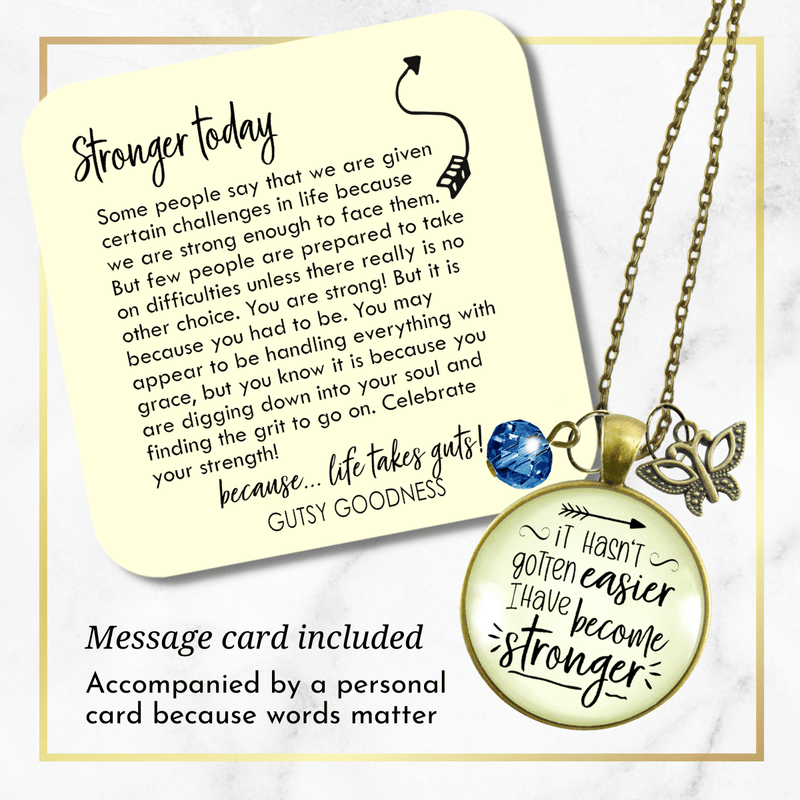 Strength Necklace It Hasn't Gotten Easier Jewelry Believe Pendant Butterfly Charm - Gutsy Goodness