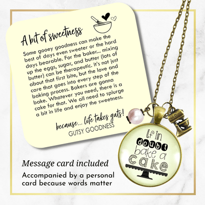 Gutsy Goodness Baking Necklace If in Doubt Bake Cake Foodie Lover Kitchen Mixer Jewelry Charm - Gutsy Goodness Handmade Jewelry;If In Doubt Bake A Cake - Gutsy Goodness Handmade Jewelry Gifts