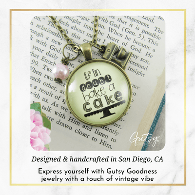 Gutsy Goodness Baking Necklace If in Doubt Bake Cake Foodie Lover Kitchen Mixer Jewelry Charm - Gutsy Goodness Handmade Jewelry;If In Doubt Bake A Cake - Gutsy Goodness Handmade Jewelry Gifts