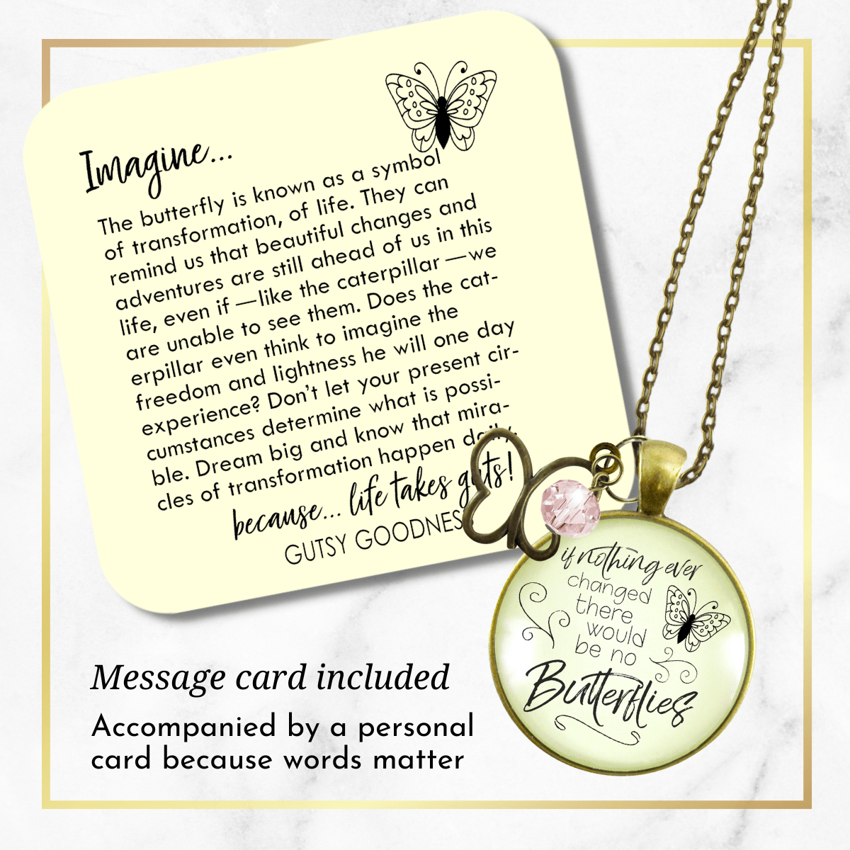 Gutsy Goodness Butterfly NecklaceIf Nothing Changed Inspirational Word Butterfly Charm Pink Bead - Gutsy Goodness Handmade Jewelry;Butterfly Necklaceif Nothing Changed Inspirational Word Butterfly Charm Pink Bead - Gutsy Goodness Handmade Jewelry Gifts