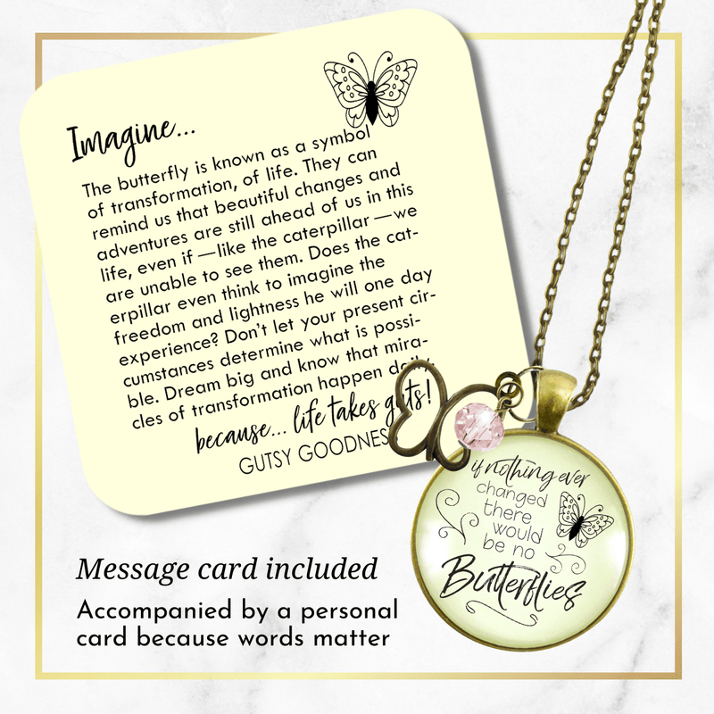 Gutsy Goodness Butterfly NecklaceIf Nothing Changed Inspirational Word Butterfly Charm Pink Bead - Gutsy Goodness Handmade Jewelry;Butterfly Necklaceif Nothing Changed Inspirational Word Butterfly Charm Pink Bead - Gutsy Goodness Handmade Jewelry Gifts