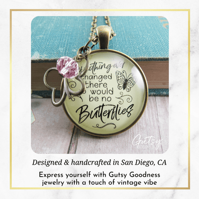 Gutsy Goodness Butterfly NecklaceIf Nothing Changed Inspirational Word Butterfly Charm Pink Bead - Gutsy Goodness Handmade Jewelry;Butterfly Necklaceif Nothing Changed Inspirational Word Butterfly Charm Pink Bead - Gutsy Goodness Handmade Jewelry Gifts