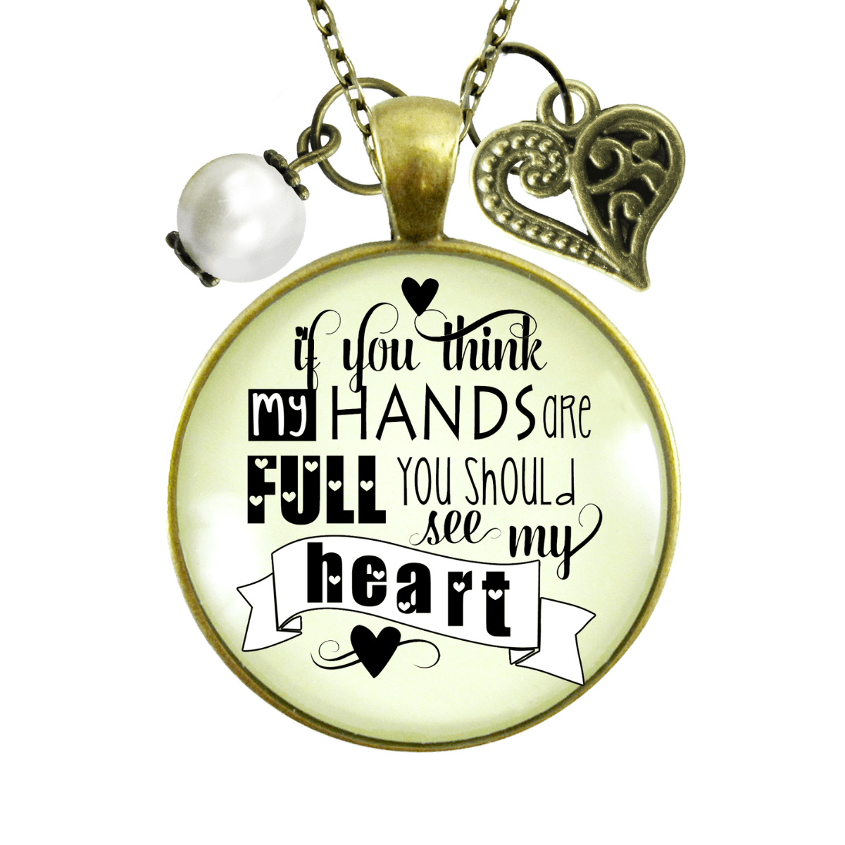 Gutsy Goodness Full Heart Necklace Think Hands are Full Kindness Quote Inspirational Jewelry - Gutsy Goodness;Full Heart Necklace Think Hands Are Full Kindness Quote Inspirational Jewelry - Gutsy Goodness Handmade Jewelry Gifts