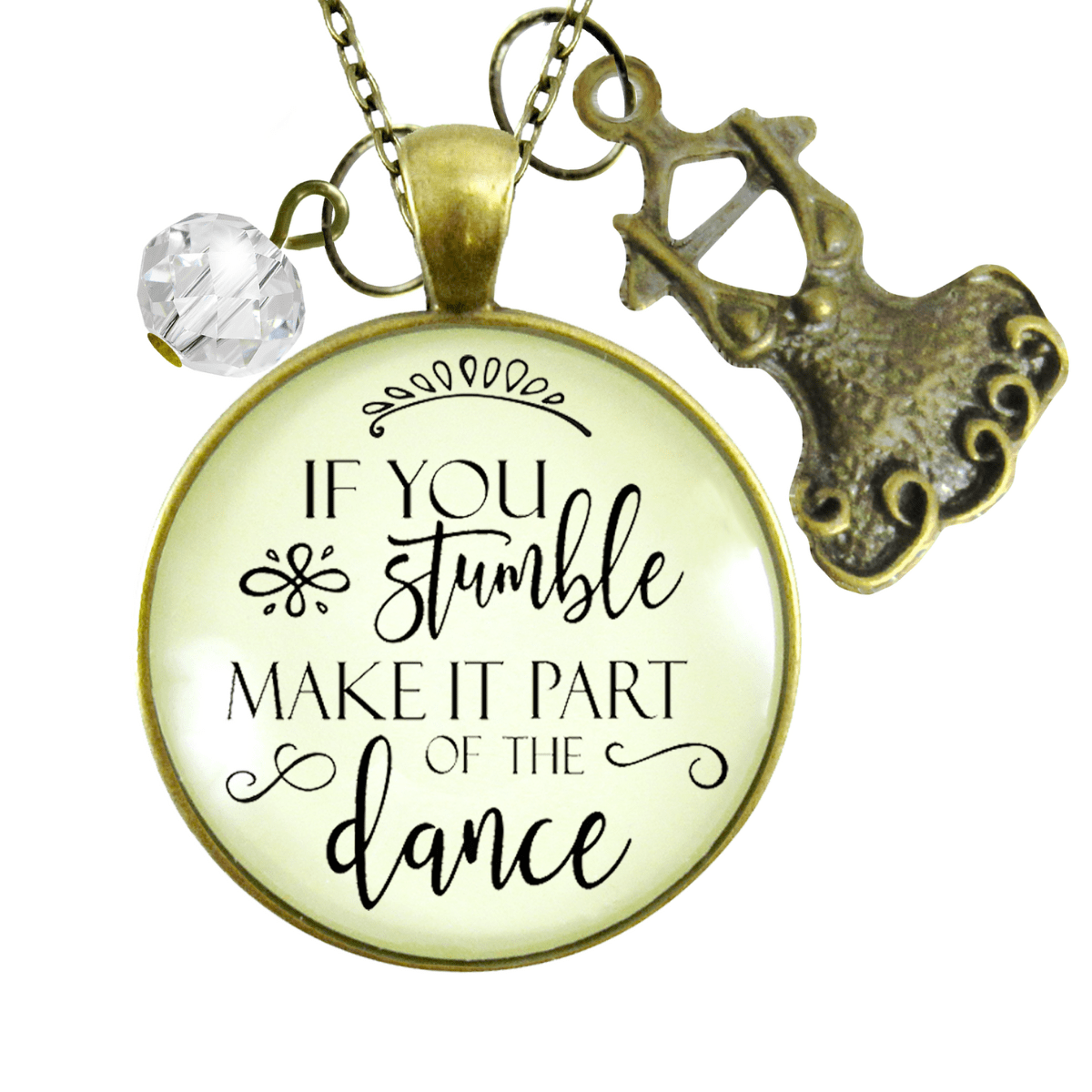Gutsy Goodness Inspirational Necklace If You Stumble Dance Quote Jewelry Tutu Charm - Gutsy Goodness Handmade Jewelry;Inspirational Necklace If You Stumble Dance Quote Jewelry Tutu Charm - Gutsy Goodness Handmade Jewelry Gifts