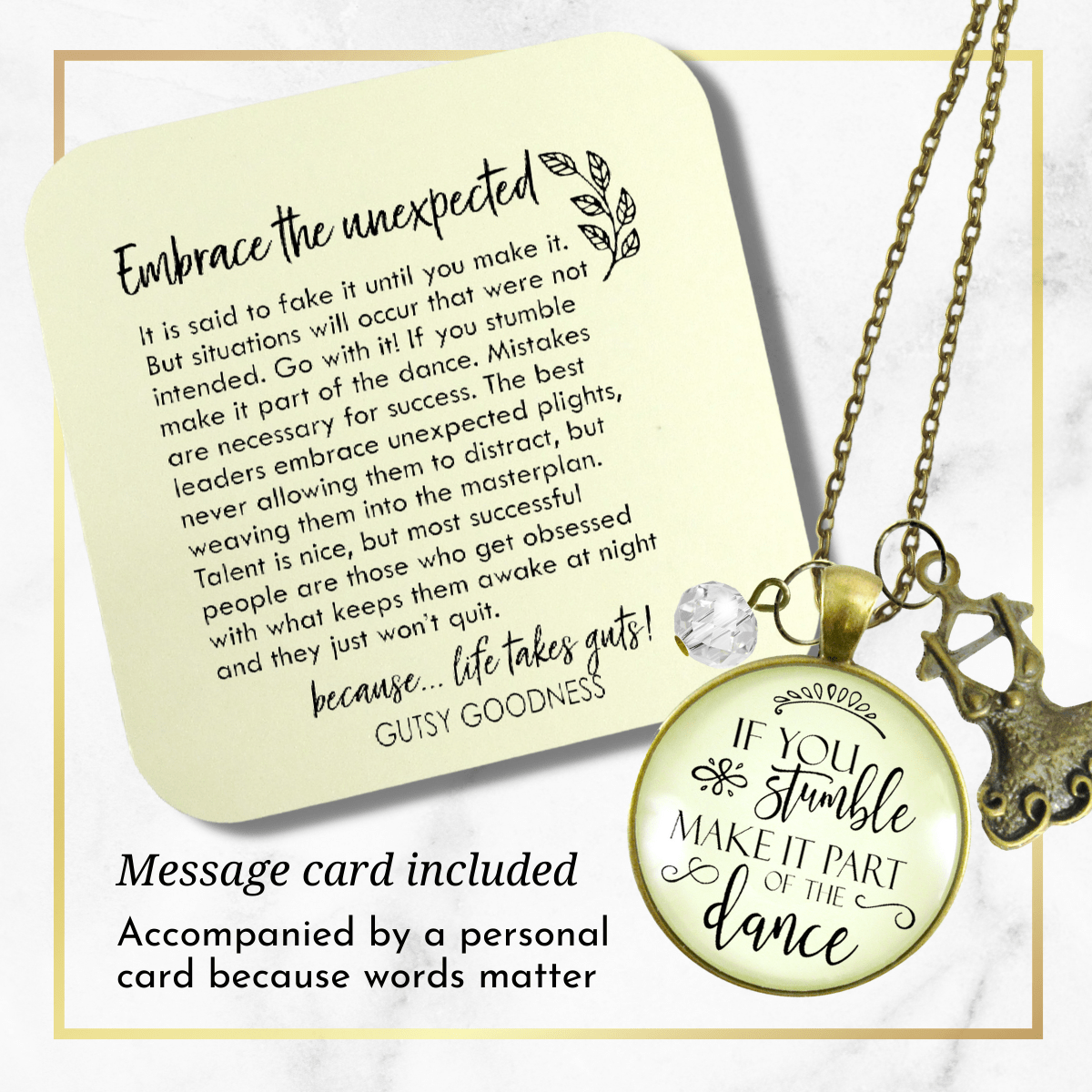 Gutsy Goodness Inspirational Necklace If You Stumble Dance Quote Jewelry Tutu Charm - Gutsy Goodness Handmade Jewelry;Inspirational Necklace If You Stumble Dance Quote Jewelry Tutu Charm - Gutsy Goodness Handmade Jewelry Gifts