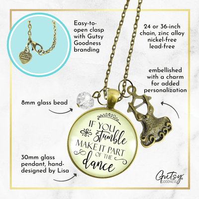 Gutsy Goodness Inspirational Necklace If You Stumble Dance Quote Jewelry Tutu Charm - Gutsy Goodness Handmade Jewelry;Inspirational Necklace If You Stumble Dance Quote Jewelry Tutu Charm - Gutsy Goodness Handmade Jewelry Gifts