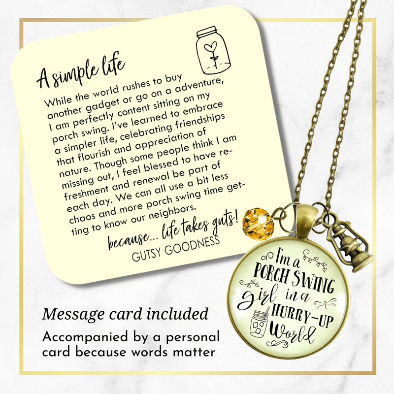 Gutsy Goodness I'm a Porch Swing Country Necklace Southern Life Jewelry - Gutsy Goodness Handmade Jewelry;I'm A Porch Swing Country Necklace Southern Life Jewelry - Gutsy Goodness Handmade Jewelry Gifts