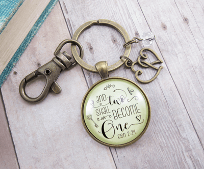 Marriage Womens Keychain Two Shall Become One Bridal Shower Wedding Gift - Gutsy Goodness Handmade Jewelry