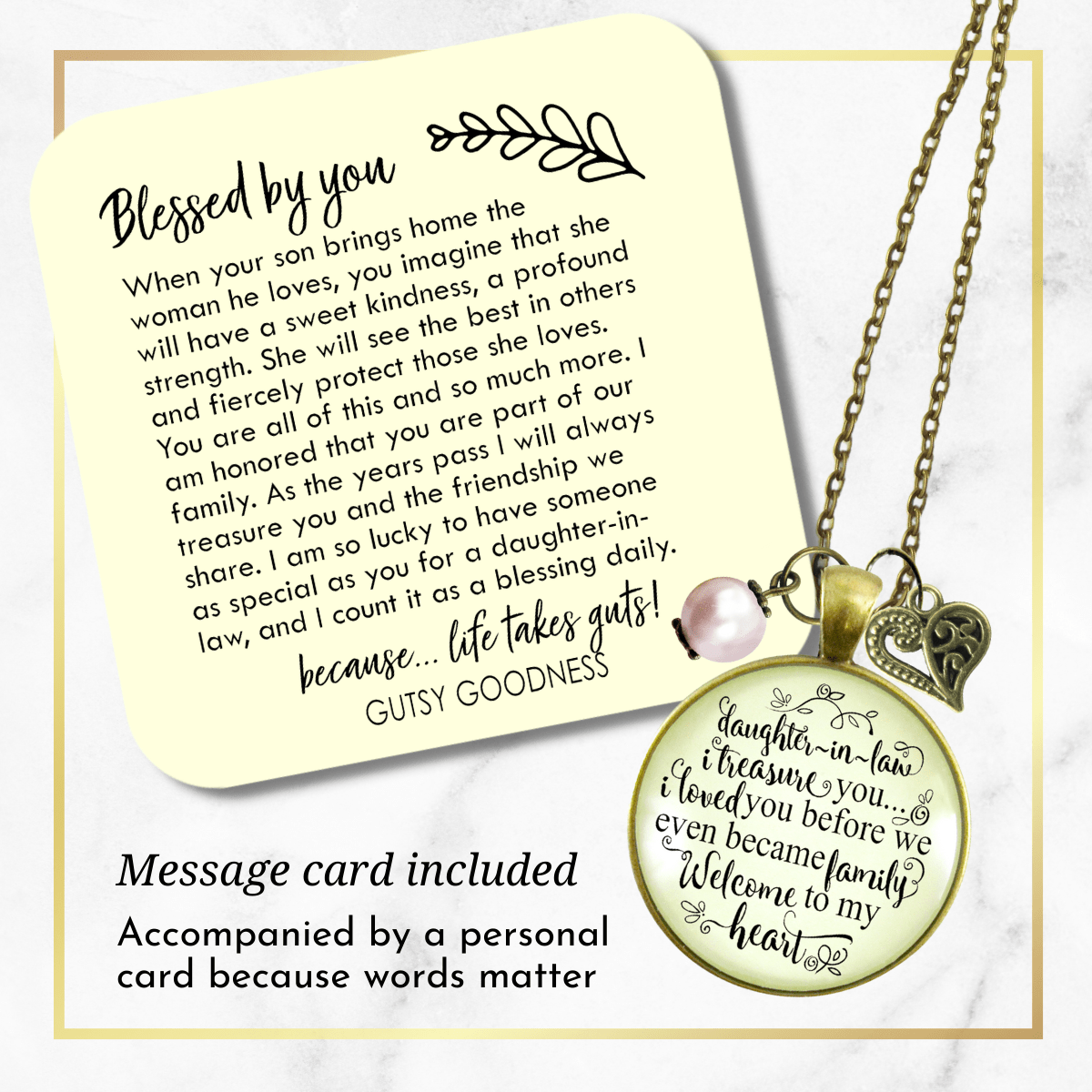 Gutsy Goodness Daughter in Law Necklace Treasure You Family Welcome Meaningful Jewelry - Gutsy Goodness;Daughter In Law Necklace Treasure You Family Welcome Meaningful Jewelry - Gutsy Goodness Handmade Jewelry Gifts