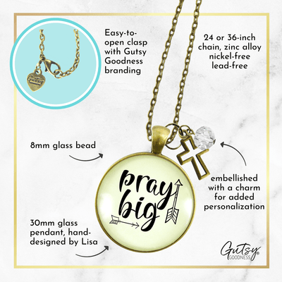 Gutsy Goodness Pray Big Christian Saying Necklace Positive Life Attitude Jewelry - Gutsy Goodness Handmade Jewelry;Pray Big Christian Saying Necklace Positive Life Attitude Jewelry - Gutsy Goodness Handmade Jewelry Gifts