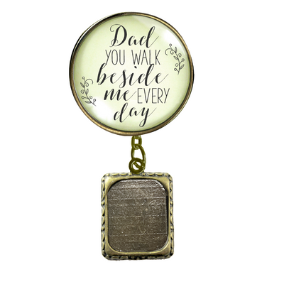 Wedding Memorial Boutonniere Pin Photo Frame Honor Father Dad Vintage Cream For Men - Gutsy Goodness