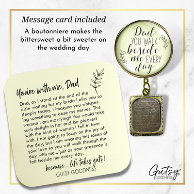 Wedding Memorial Boutonniere Pin Photo Frame Honor Father Dad Vintage Cream For Men - Gutsy Goodness