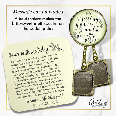 Wedding Memorial Boutonniere Pin Photo Frame Missing You Today Vintage Cream For Men - 2 Frames - Gutsy Goodness