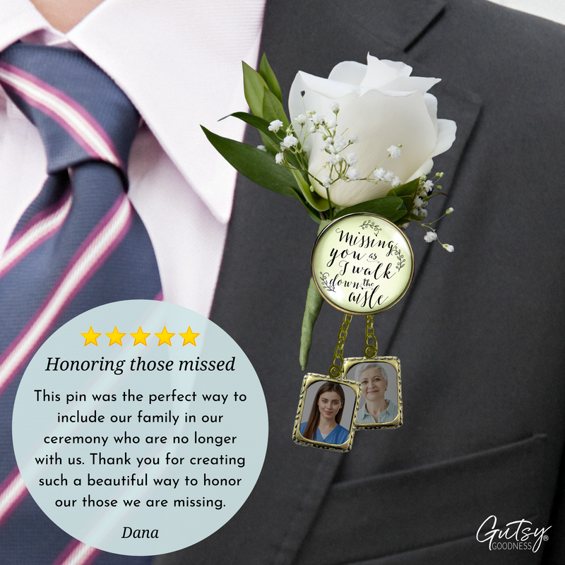 Wedding Memorial Boutonniere Pin Photo Frame Missing You Today For Men -  Gutsy Goodness