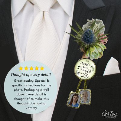 Wedding Memorial Boutonniere Pin Photo Frame Missing You Today For Men - Gutsy Goodness