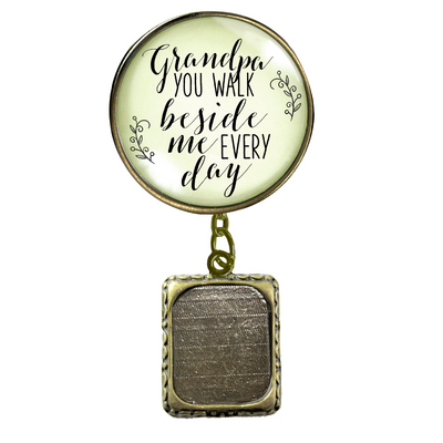 Wedding Memorial Boutonniere Pin Photo Frame Honor Grandpa Vintage Cream For Men - Gutsy Goodness