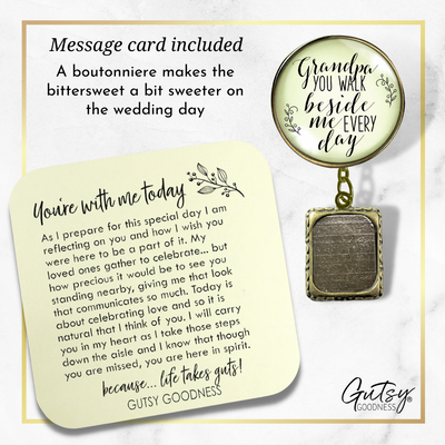 Wedding Memorial Boutonniere Pin Photo Frame Honor Grandpa Vintage Cream For Men - Gutsy Goodness
