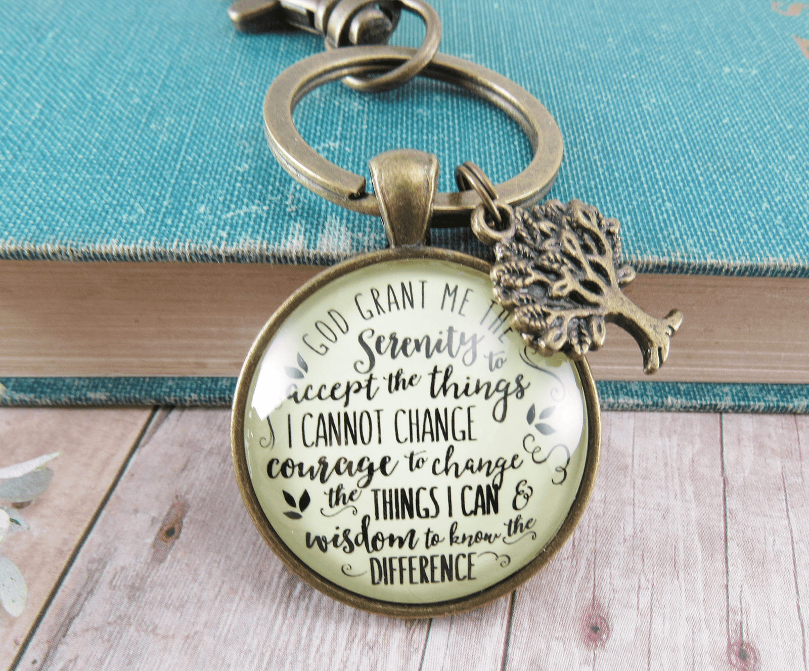 Serenity Prayer Keychain Grant Me Strength Jewelry Tree Of Life Charm Gift - Gutsy Goodness Handmade Jewelry