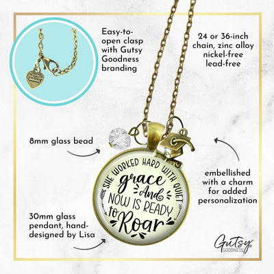 Graduation Necklace She Worked Hard Quiet Grace Congratulations Graduate