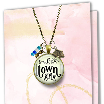 Handmade Gutsy Goodness Jewelry Small Town Girl Necklace Boho Handmade Fashion Jewelry Denim Shorts & Sunglasses Charms & Card
