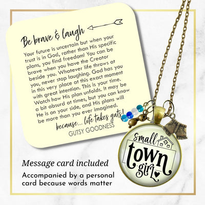 Handmade Gutsy Goodness Jewelry Small Town Girl Necklace Boho Handmade Fashion Jewelry Denim Shorts & Sunglasses Charms Message Card
