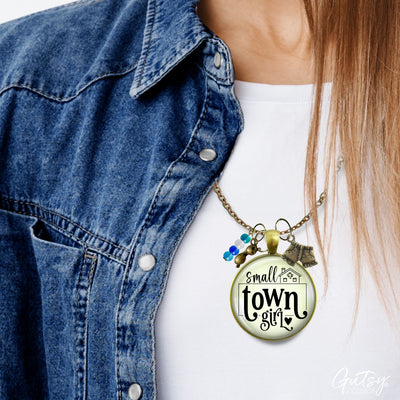 Handmade Gutsy Goodness Jewelry Small Town Girl Necklace Boho Handmade Fashion Jewelry Denim Shorts & Sunglasses Charms & Card