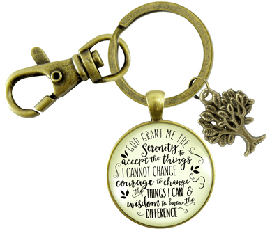 Serenity Prayer Keychain Grant Me Strength Jewelry Tree Of Life Charm Gift - Gutsy Goodness Handmade Jewelry