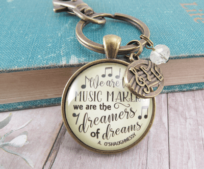 Musician Keychain We Are The Music Makers Musical Jewelry Retro Inspired Bronze Notes Charm - Gutsy Goodness Handmade Jewelry