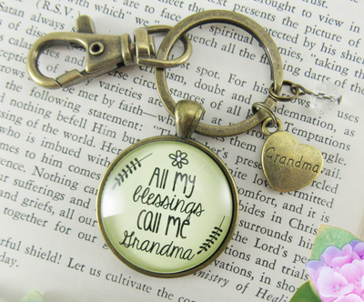 All My Blessings Call Me Grandma Keychain Grandma Heart - Gutsy Goodness Handmade Jewelry