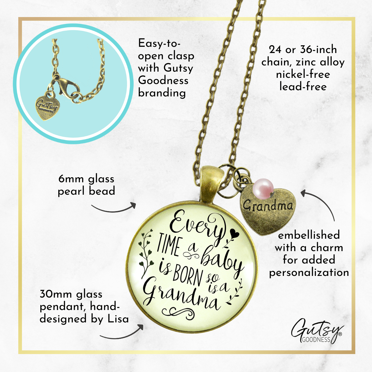 Gutsy Goodness Baby Gender Reveal Necklace Grandchild Born So is Grandma Gift - Gutsy Goodness Handmade Jewelry;Baby Gender Reveal Necklace Grandchild Born So Is Grandma Gift - Gutsy Goodness Handmade Jewelry Gifts
