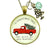 Red Truck Christmas Theme Necklace Vintage Holiday Jewelry Gift