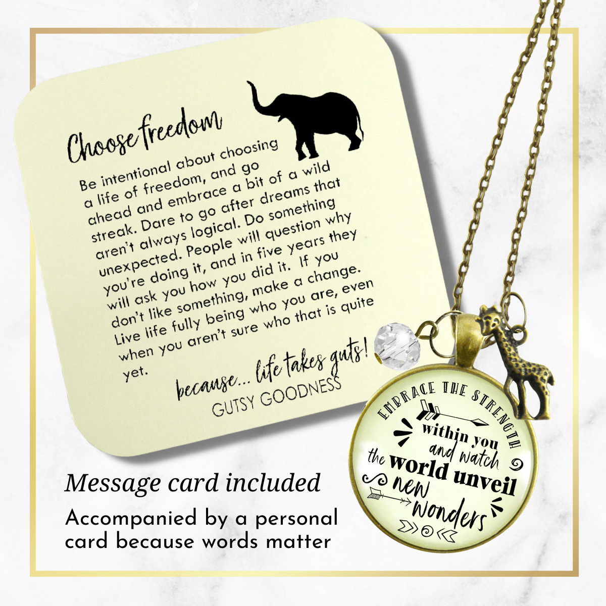Gutsy Goodness Giraffe Necklace Embrace Strength Within You Adventure Theme Jewelry - Gutsy Goodness Handmade Jewelry;Giraffe Necklace Embrace Strength Within You Adventure Theme Jewelry - Gutsy Goodness Handmade Jewelry Gifts