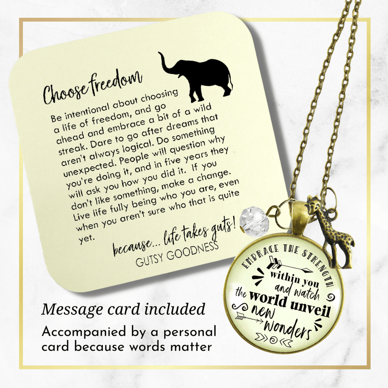 Gutsy Goodness Giraffe Necklace Embrace Strength Within You Adventure Theme Jewelry - Gutsy Goodness Handmade Jewelry;Giraffe Necklace Embrace Strength Within You Adventure Theme Jewelry - Gutsy Goodness Handmade Jewelry Gifts