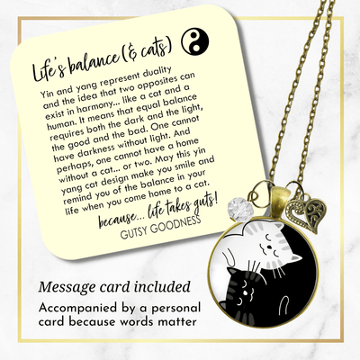 Yin Yang Cat Necklace Harmony Zen Black and White Symbol 2 Cats Boho Style Kitty Lover Pendant Jewelry - Gutsy Goodness