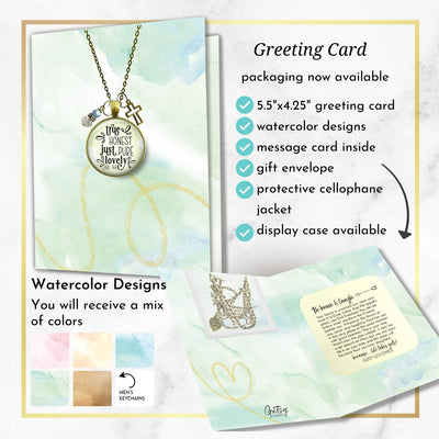 Handmade Gutsy Goodness Jewelry True Honest Just Pure Necklace Faith Theme Boho Fashion Bible Verse Jewelry Cross Charm & Card