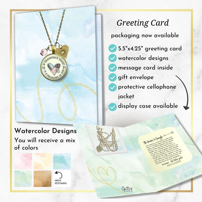 Handmade Gutsy Goodness Jewelry Grandmother Necklace Gift Grandma's Heart Is A Patchwork of Love Handmade Jewelry, Meaningful Card