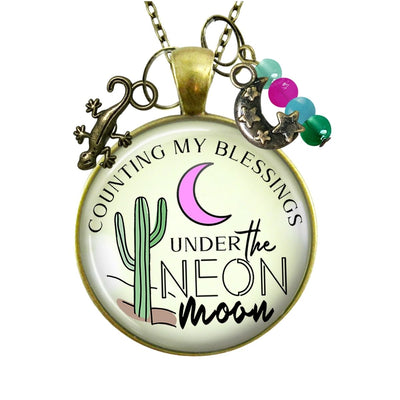 Handmade Gutsy Goodness Jewelry Counting My Blessings Under The Neon Moon Necklace Southwest Boho Style Charm Jewelry & Card