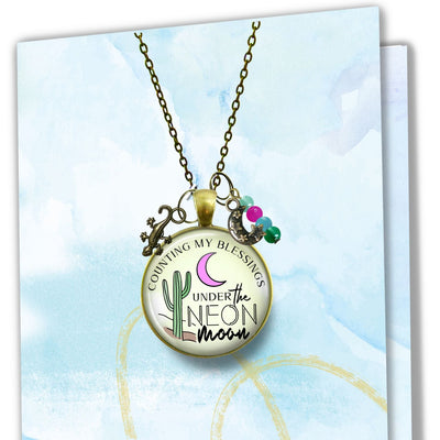 Handmade Gutsy Goodness Jewelry Counting My Blessings Under The Neon Moon Necklace Southwest Boho Style Charm Jewelry & Card