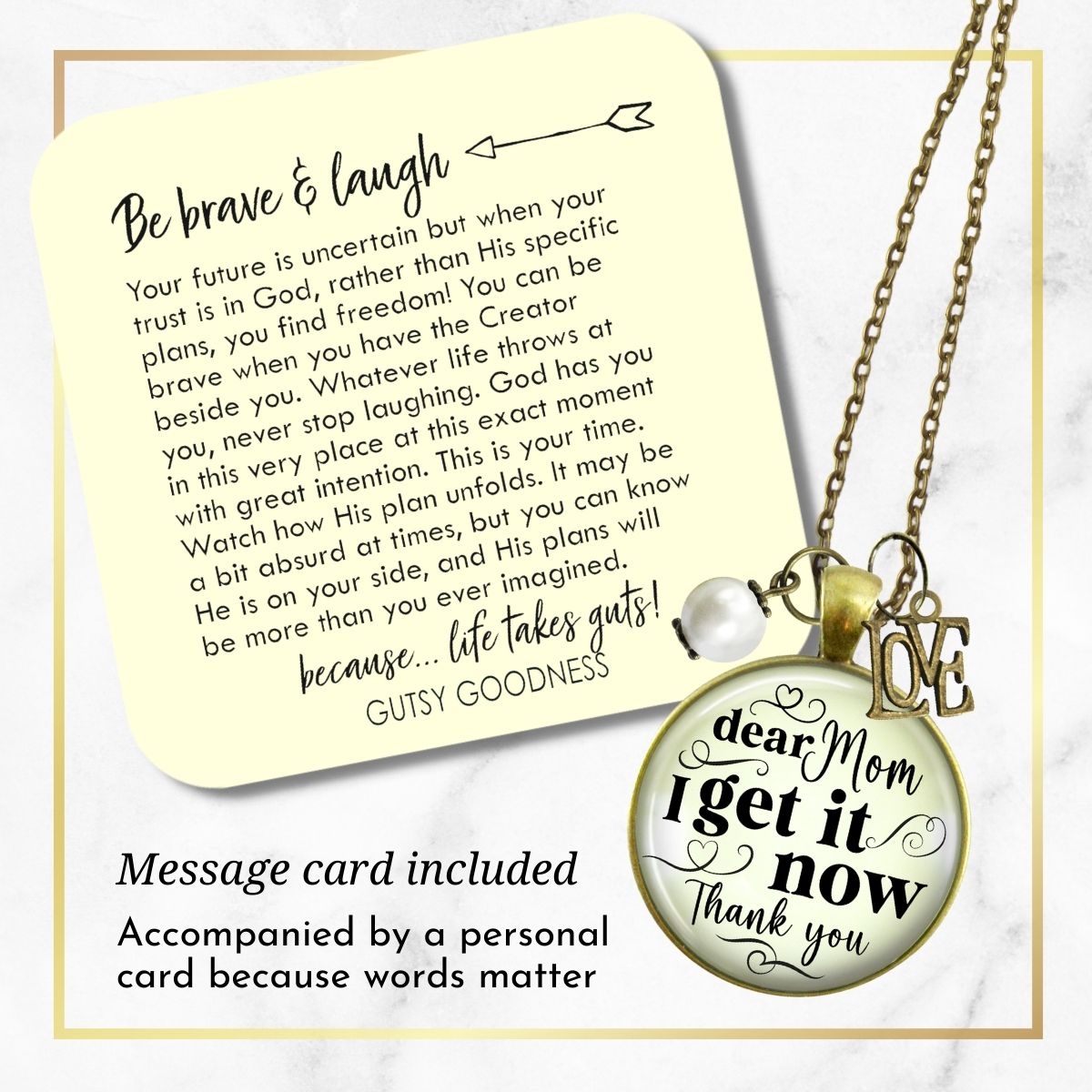 Handmade Gutsy Goodness Jewelry Message Card Dear Mom I Get It Now Necklace Gift From Adult Daughter Love You Theme Boho Jewelry & Message Card