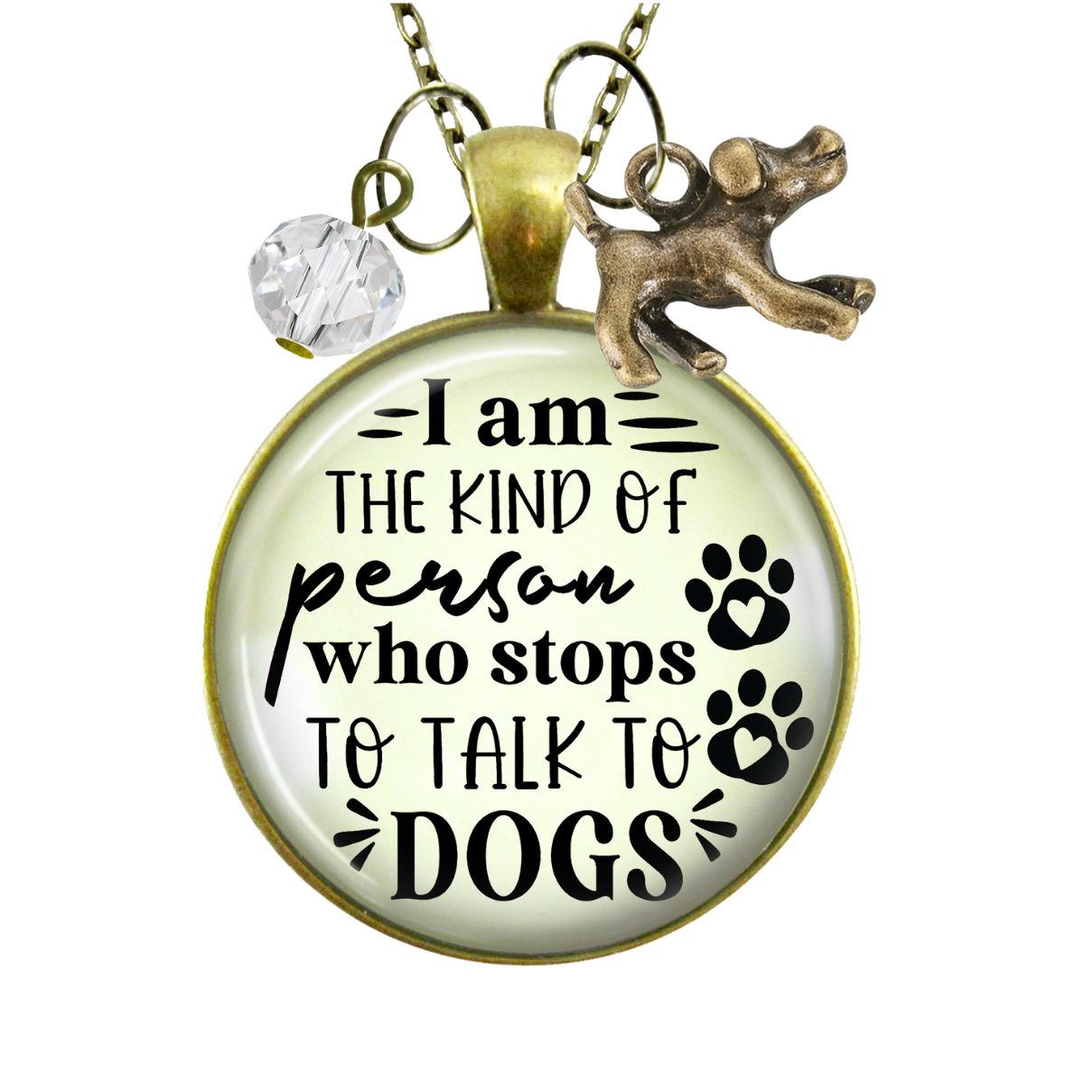 Handmade Gutsy Goodness Jewelry I Am The Kind Of Person Who Stops To Talk To Dogs Necklace Pet Lover Womens Jewelry & Message Card