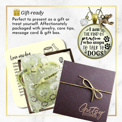 Handmade Gutsy Goodness Jewelry I Am The Kind Of Person Who Stops To Talk To Dogs Necklace Pet Lover Womens Jewelry & Message Card