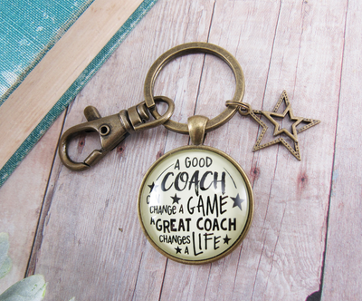 Coaching Keychain Any Sport Great Coach Changes Life Thank You Gift Men Women - Gutsy Goodness Handmade Jewelry
